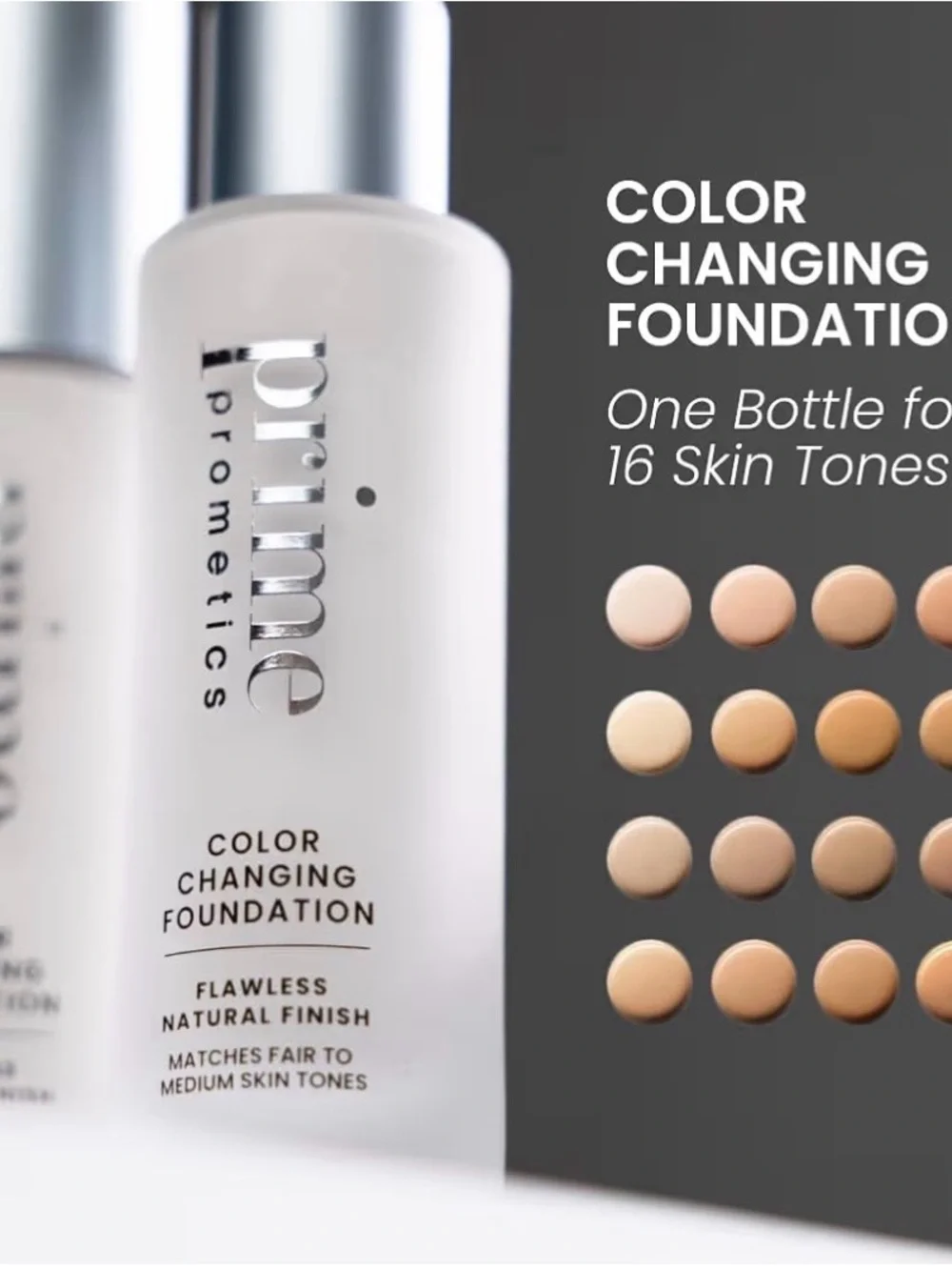 Prime Prometics Color Changing Foundation & Brush - Light - Med Coverage 1 fl oz